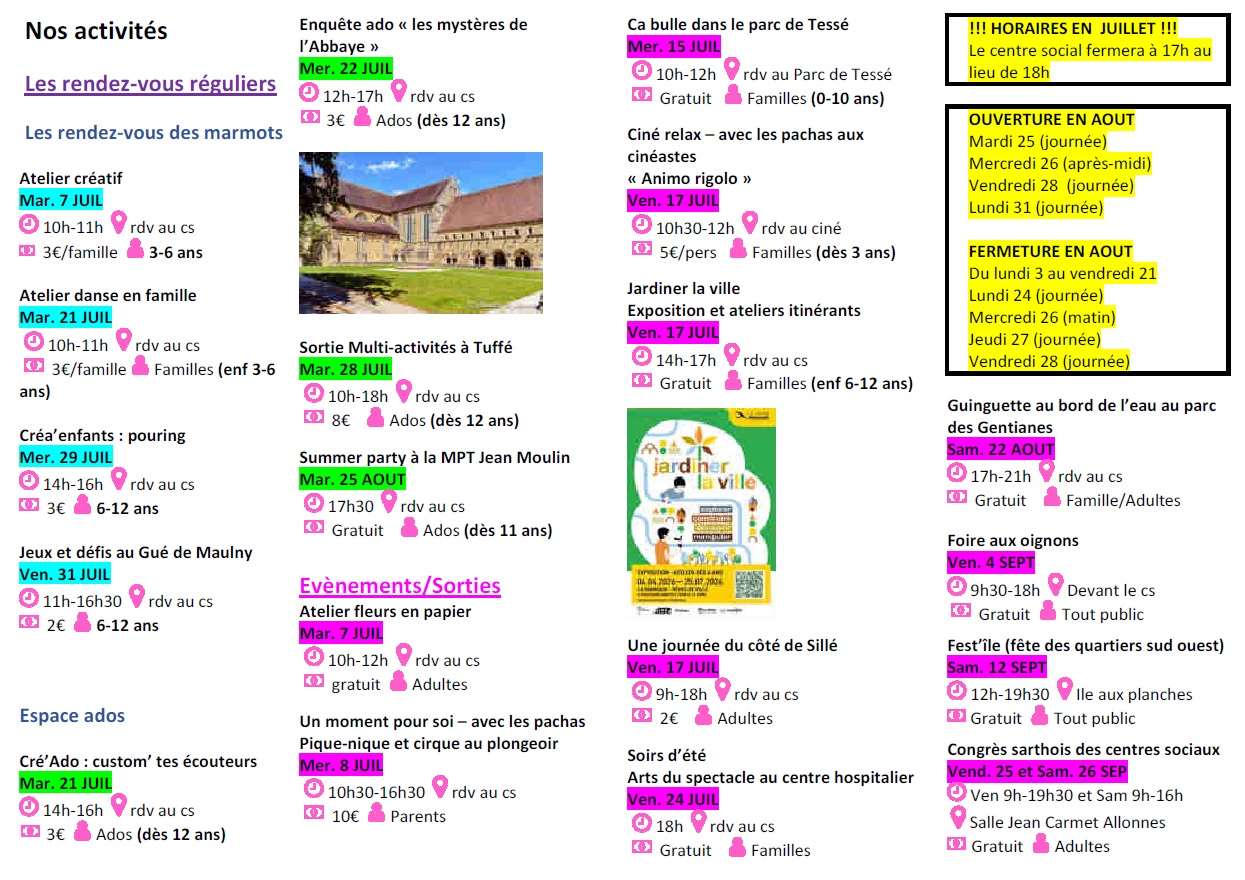 Programme d'été